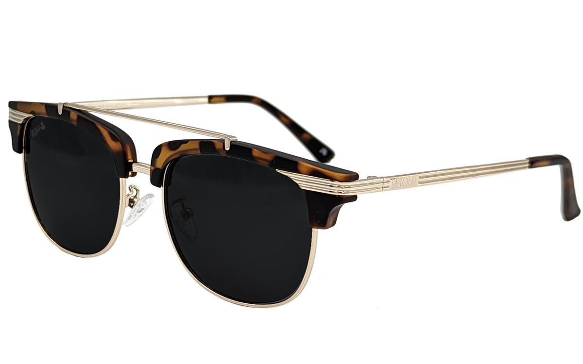 Tortoise Shell Gold - Jet Black Lens Polarized - Castaway 