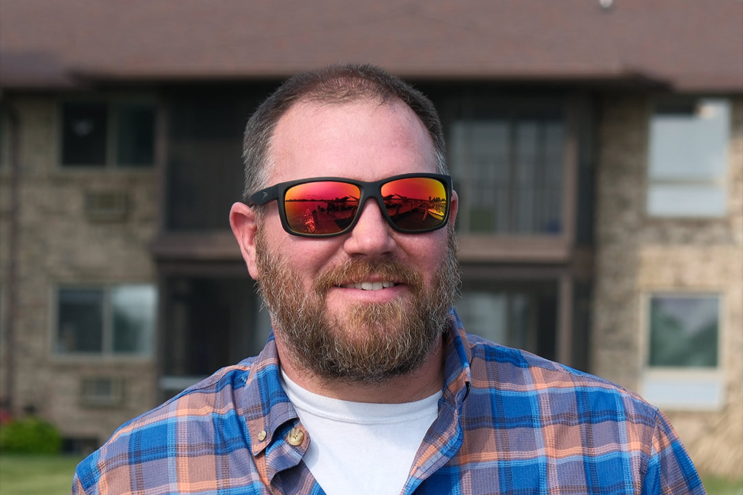 LED RECHWEレッドリーチュエ オフショルダーMサイズARIZONAダラス Breach XL - Matte Black - Red Sunset Polarized Fishing Sunglasses