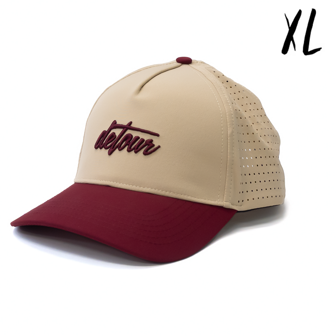 XL Burgundy and Tan Snapback Hat For Big Heads Detour Sunglasses