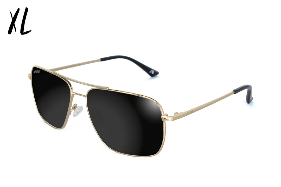 Coastal XL - Gold - Jet Black Polarized Sunglasses | Detour Sunglasses