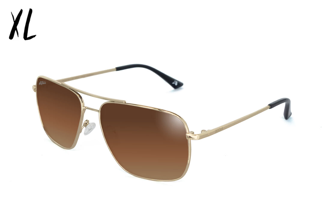 サングラス+メガネ HLT SUN GLASSES Gold Wide Oversized Grandpa Tinted Sunglasses with Light Brown