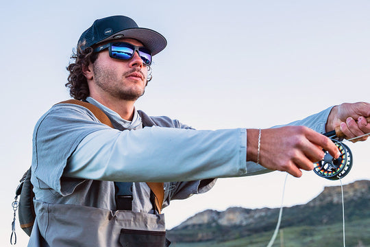 Breach - Matte Black - Deep Blue Polarized Fishing Sunglasses