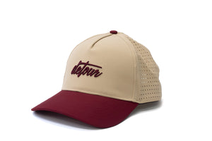 Burgundy & Tan Snapback Hat
