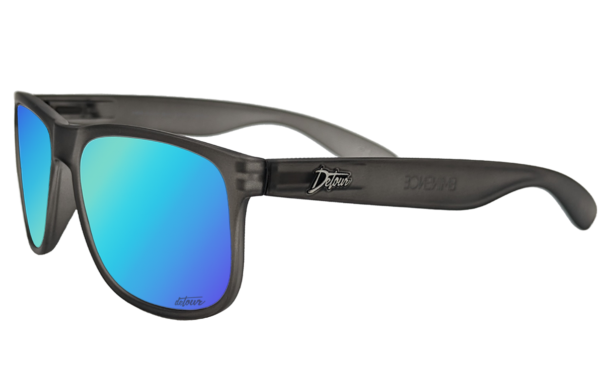 Eminence - Frosted Storm Gray- Red Sunset Lens Polarized – Detour Sunglasses