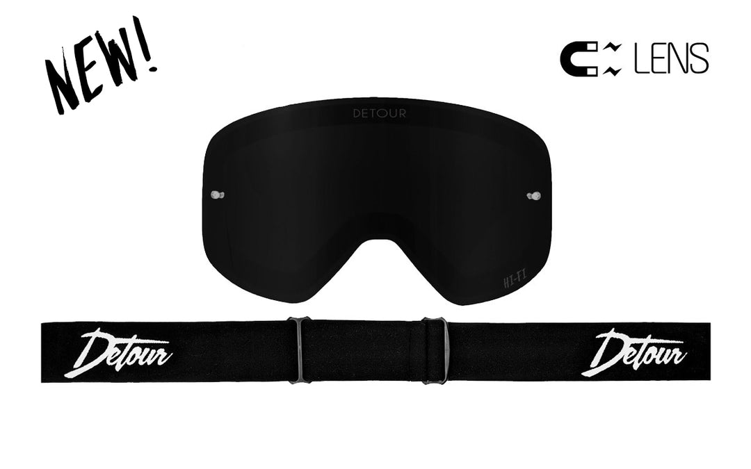 Detour - PowPow Moto - Blackout - HI-FI QuickGrip Lens - Anti-Fog Goggles - UV Protected Goggles