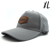 XL Gray Leather Patch Snapback Hat