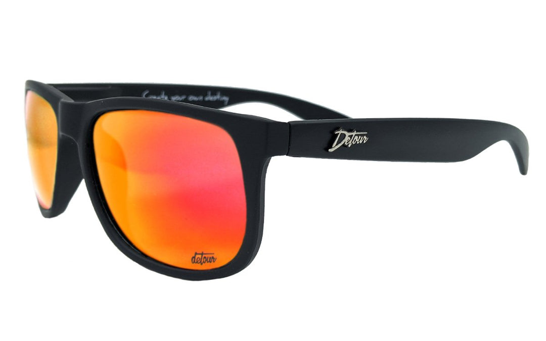 Eminence - Matte Black - Red Sunset Lens Polarized – Detour Sunglasses