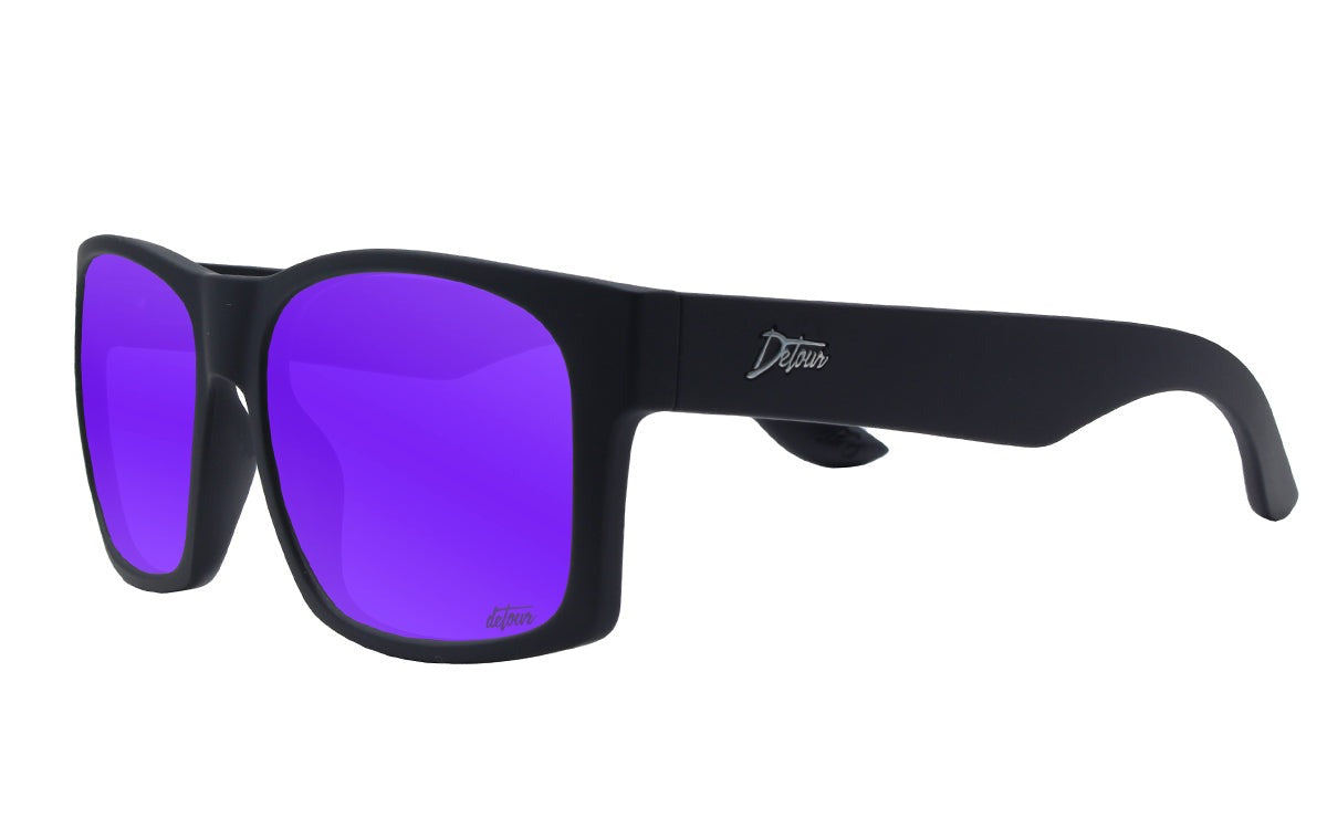 Big Kahuna XL Sunglasses - Matte Black - Purple Polarized | Detour Sunglasses