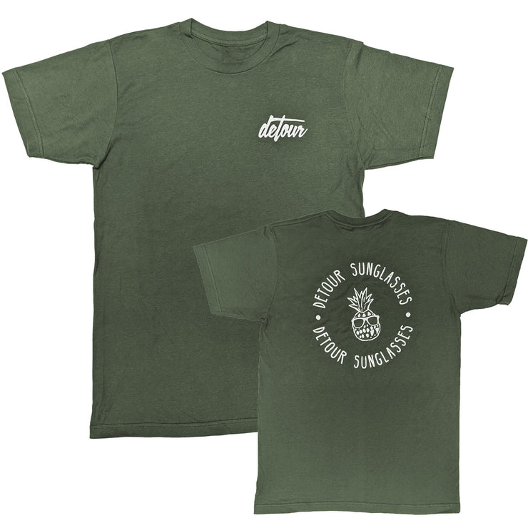 Camiseta con logo verde militar jaspeado